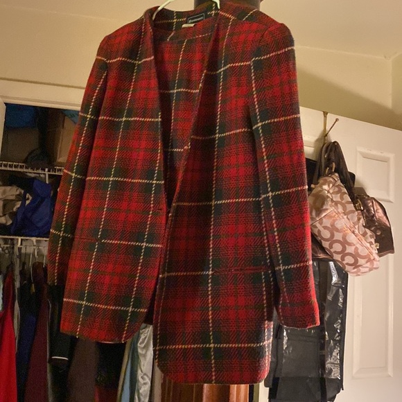 2 PCs skirt set plaid lined skirt and jacket nice - Picture 2 of 7